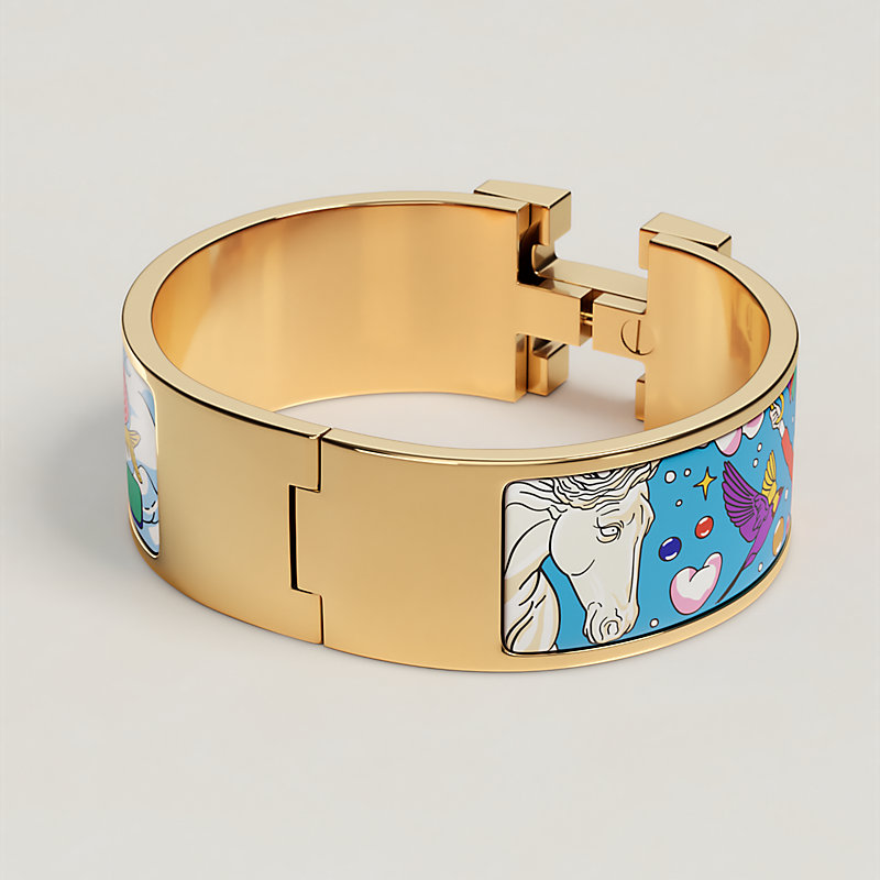 【完売必至】HERMES Bracelet Clic H Quadrige ブレスレット Hermes Clic H Bracelet In Quadrige au Fil Printed Enamel